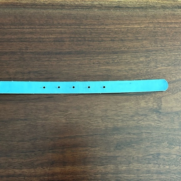 Vera Pelle Vintage Light Blue Leather Belt Rhinestone Studded Rectangular - Picture 5 of 9